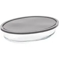 Secret De Gourmet Großer ovaler Lebensmittelbehälter aus Glas und Kunststoff OVAL GLASFORM 30 x 21 cm