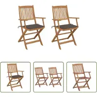 The Living Store Klappbare Gartenstühle 2 Stk. mit Kissen Massivholz Akazie