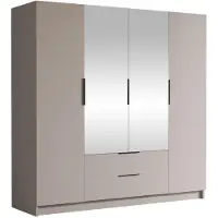 Mirjan 24 Kleiderschrank Sofia II 200, Schlafzimmer, mit Spiegel, Drehtürenschrank, mit Kleiderstange, Modern, Garderobenschrank, Metallgriffe (Farbe: Cashmere + Schwarz)