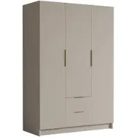 Mirjan 24 Kleiderschrank Calwi I 150, Schlafzimmer, Drehtürenschrank, mit Kleiderstange, Modern, Garderobenschrank, Metallgriffe (Farbe: Cashmere + Gold)