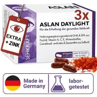 Aslan Augenvitamine-Komplex mit Lutein, Zeaxanthin, DHA & Zink für normale Sehkraft – Daylight 3x60 St Kapseln