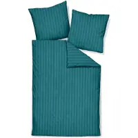 TRAUMSCHLAF Mako-Satin Bettwäsche Stripe 200x200 cm + 2x 80x80 cm petrol