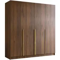 Mirjan 24 Kleiderschrank Santi I, Schlafzimmer, Drehtürenschrank, mit Kleiderstange, Modern, Garderobenschrank, Metallgriffe (Farbe: Nuss Warmia + Gold)