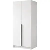 Mirjan 24 Kleiderschrank Bono I, Schlafzimmer, Drehtürenschrank, mit Kleiderstange, Modern, Garderobenschrank, Metallgriffe (Farbe: Weiß / Weiß + Schwarz)