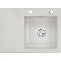 SYSTEMCERAM Flächenbündige Spüle MERA 70 F Alu mit Becken rechts u. Excenterbedienung