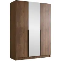 Mirjan 24 Kleiderschrank Calia II, Schlafzimmer, Drehtürenschrank, mit Kleiderstange, Modern, Garderobenschrank, Metallgriffe (Farbe: Nuss Warmia + Schwarz)