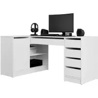 Mirjan 24 Eckschreibtisch / Schminktisch Ada, Elegante Kosmetiktisch, Frisiertisch, Modern Schlafzimmer (Weiß)