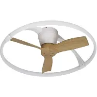 Mantra-Iluminacion Nepal Mini LED-Deckenventilator, App, weiß/buche - Mantra , Nepal Mini, dimmbar, Weiß, für Wohnzimmer, Metall, Modern