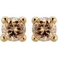 Orolino Ohrstecker 585/- Gelbgold 2 Brill. 0,50 t. braun