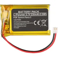 AccuCell Akku passend für Garmin Fenix 5, Li-Polymer, 3,7V, 230mAh, 0,9Wh, Garmin 361-00097-00, 361-00098-00