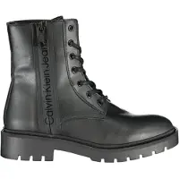 Calvin Klein Stylische Damenstiefelette Schwarz mit Schnürung & Reißverschluss