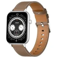 COLMI C28 Smartwatch – Silber + braunes Lederarmband