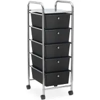 Idimex Rollcontainer GINA, chrom/schwarz - Rollwagen mit 5 Schubladen, lackiertes Metallgestell in chrom auf Rollen, Friseurwagen, Badezimmerschrank, Kosmetik Aufbewahrung