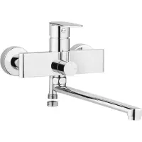 Deante Wall-mounted washbasin and bath mixer with extended spout - hose connection