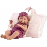 Llorens Nica Vinyl-Baby-Puppe in rosa Schlafsack 40cm