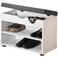 Kesper Weisser Schuhschrank mit Sitz – Praktischer Flursitz und Schuhregal in einem