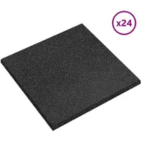 vidaXL Sturzschutzfliesen 24 stk. Schwarz 50 x 50 cm Gummi
