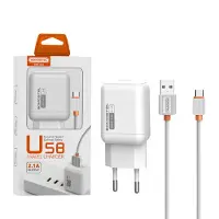 Somostel 2A AC-LADEGERÄT + MIKROKABEL WEISS 2100mAh USB-C SMS-A52