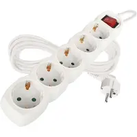 Emos Steckdosenleiste 5-fach mit Schalter, 5 m Kabel 1,5 mm, weiß, Steckdosen 45° gedreht, Schuko mit erhöhtem Berührungsschutz, für Innen, P1525R