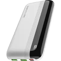 Voomy Powerbank 20000mAh – 22.5W Schnellladefunktion– 2 USB-A & 1 USB-C – LED-Anzeige – Externer Akku – Weiß, 20000 mAh, Lithium-Ion (Li-Ion), Power Delivery 3.0, Weiß