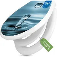 Banjado Familien WC Sitz weiß mit Kindersitz und Absenkautomatik und Motiv Wassertropfen [TDWK 10139]