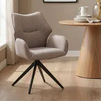 Idimex Esszimmerstuhl TIMNA 360° drehbar, Taupe - Moderner Polsterstuhl mit Armlehnen, robustes Metallgestell, weich gepolsterte Sitz- und Rückenfläche, Ziernähte als Designmerkmal, belastbar bis 120 kg