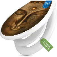 Banjado Familien WC Sitz weiß mit Kindersitz und Absenkautomatik und Motiv Buddha Gold [TDWK 10087]