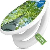 Banjado Familien WC Sitz weiß mit Kindersitz und Absenkautomatik und Motiv Zwischen Bäumen 5 [TDWK 12877]