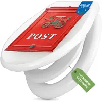 Banjado Familien WC Sitz weiß mit Kindersitz und Absenkautomatik und Motiv Postkasten Nostalgie [TDWK 10485]