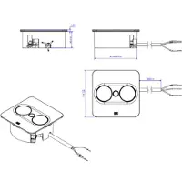 Bachmann 946.207, Type E + USB A + USB C, Desktop eingebettet, 4 cm, Edelstahl, Metall, Kunststoff, IP20