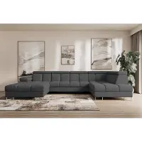 ALTDECOR Ecksofa - COMA U - 345x203x79 - Dunkelgrau Corner Sofa Eckcouch Couch U-Form, Schlafcouch Ausziehbar Wohnlandschaft