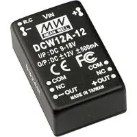 MEAN WELL DCW12A-15, 20,3 mm, 31,8 mm, 12,2 mm, 12 W, 9 - 18 V, 400 mA