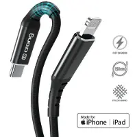 Crong CRG-AL15USCL-BLK, 1,5 m, Lightning, USB C, Männlich, Männlich, Aluminium, Schwarz