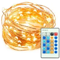 NCC-Licht LED Kupferdraht Lichterkette 20 Meter 200 LEDs IP65 wasserdicht dimmbar Set mit Netzteil und Fernbedienung