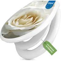Banjado Familien WC Sitz weiß mit Kindersitz und Absenkautomatik und Motiv White Roses [TDWK 10108]