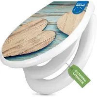 Banjado Familien WC Sitz weiß mit Kindersitz und Absenkautomatik und Motiv Holz Herzen [TDWK 12981]