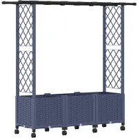 vidaXL Hochbeet mit Rankgitter und Dach Grau 162,5 x 40 x 142 cm PP