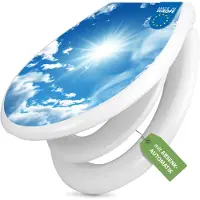 Banjado Familien WC Sitz weiß mit Kindersitz und Absenkautomatik und Motiv Clouds [TDWK 10095]