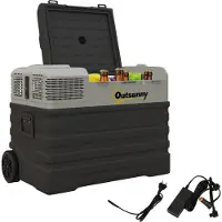 Outsunny Kompressor Kühlbox Kunststoff Stahl Schwarz 69L x 43B x 54H cm