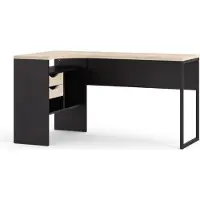 Ebuy24 Fula Schreibtisch matt schwarz und Eiche Struktur.