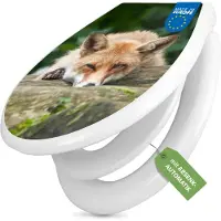 Banjado Familien WC Sitz weiß mit Kindersitz und Absenkautomatik und Motiv Fuchs Relax [TDWK 12902]