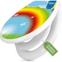 Banjado Familien WC Sitz weiß mit Kindersitz und Absenkautomatik und Motiv Regenbogen [TDWK 10232]