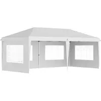 Outsunny Faltpavillon ca. 6 x 3 m Pavillon Partyzelt mit UV-Schutz, Seitenwänden