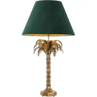 Casa Padrino Luxus Tischleuchte Vintage Messingfarben / Grün Ø 65,5 x H. 114,5 cm - Wohnzimmerlampe im Palmen Design