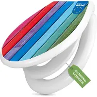 Banjado Familien WC Sitz weiß mit Kindersitz und Absenkautomatik und Motiv Regenbogenfarben [TDWK 12175]