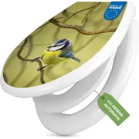 Banjado Familien WC Sitz weiß mit Kindersitz und Absenkautomatik und Motiv Blaumeise im Baum [TDWK 12828]