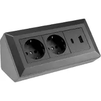 Chilitec 2-fach Steckdosenblock USB-A+C anthraz 250V/ 16A Aufbaumontage USB 3,1A PD