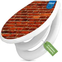 Banjado Familien WC Sitz weiß mit Kindersitz und Absenkautomatik und Motiv Ziegelwand [TDWK 10099]