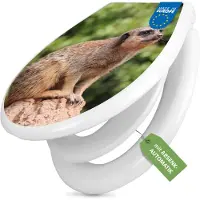 Banjado Familien WC Sitz weiß mit Kindersitz und Absenkautomatik und Motiv Sitzendes Erdmännchen [TDWK 10284]