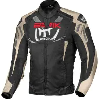 Berik Amras wasserdichte Motorrad Textiljacke, schwarz/khaki/rot, 54